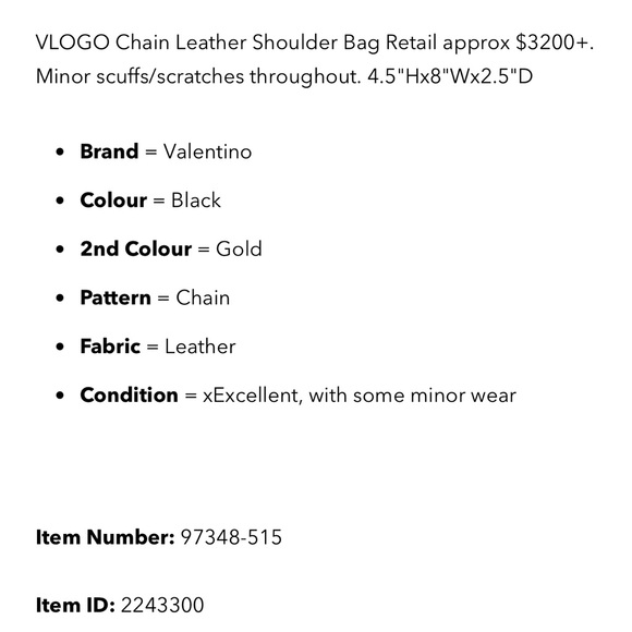 Valentino Small VLogo Chain Shoulder Bag Excellent Condition, Adjustable Straps! - Picture 12 of 13